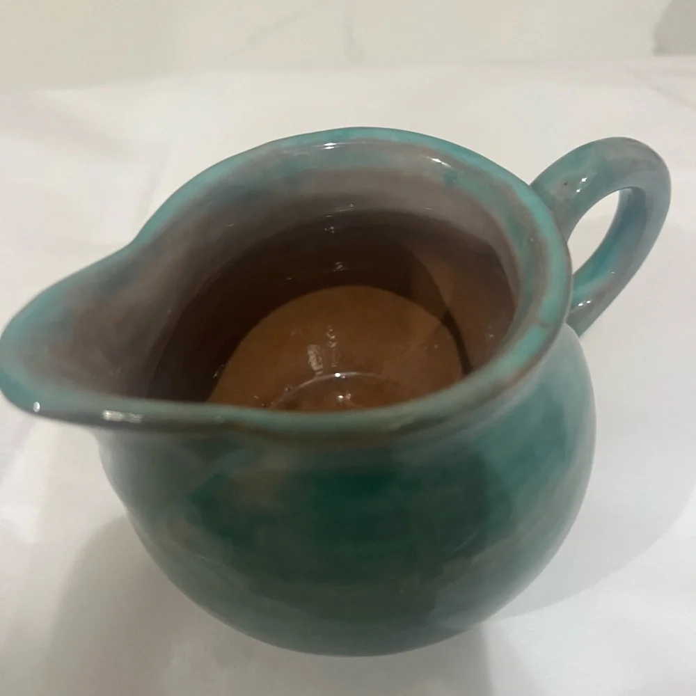 Vintage STANG USA 3434 Green Drip Glaze Pottery Ceramic Creamer
